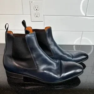 Santoni | Shoes | Santoni Blue Leather Chelsea Boots Men Us  display picture 3